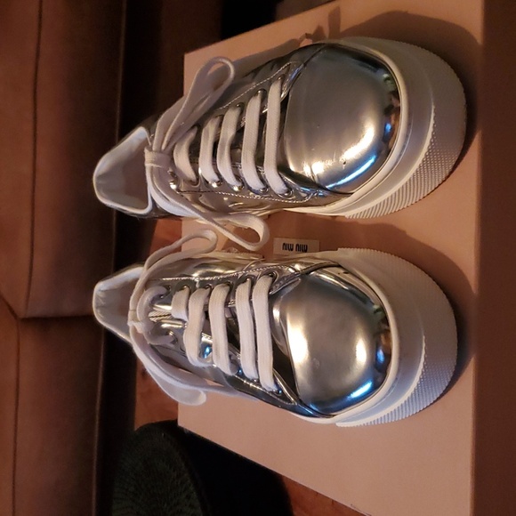 Miu Miu Calzatore Donna Argento Sneakers - Picture 3 of 9